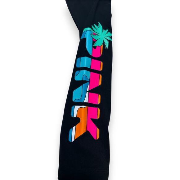 Victoria Secret Pink Black With Vibrant Multicolor Logo Leggings Size XS - Picture 4 of 8